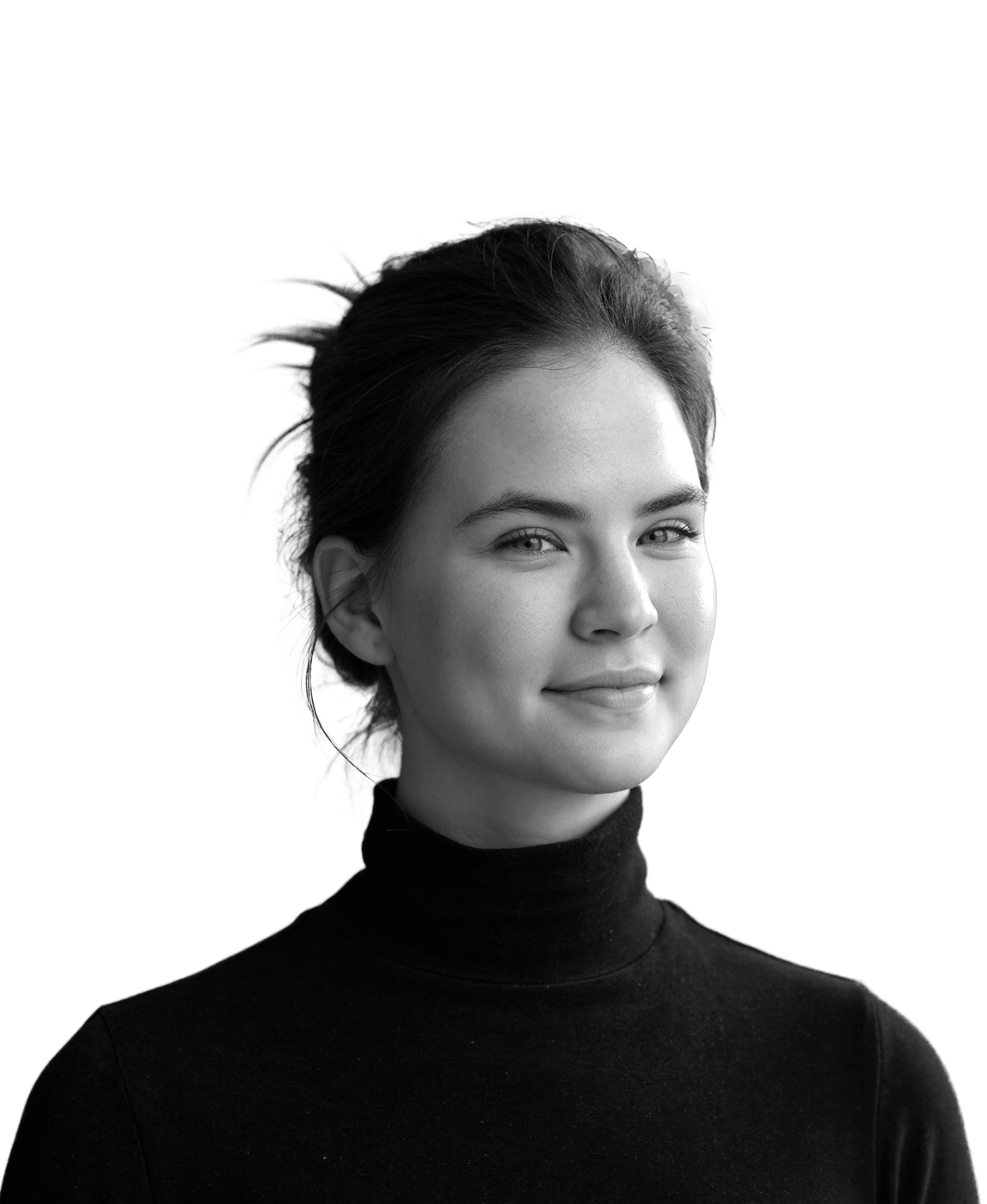 Black-and-white studio portrait of Naomi Judith